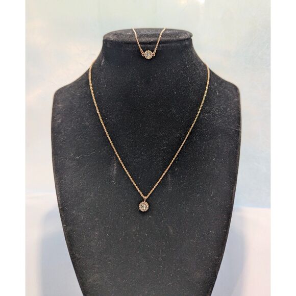 LC Rose Gold Chain Rhinestone Charm Bracelet Necklace Set - Picture 4 of 12